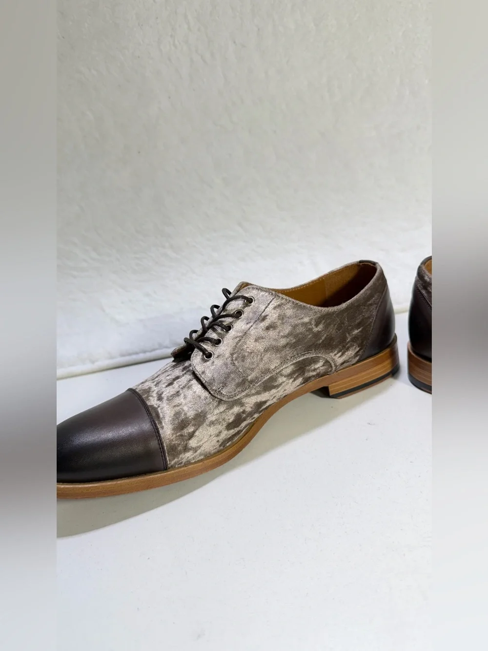 TAFT The Jack Shoe Grey Oxblood Wool Leather Cap Toe Oxford Men EU 41 US 8